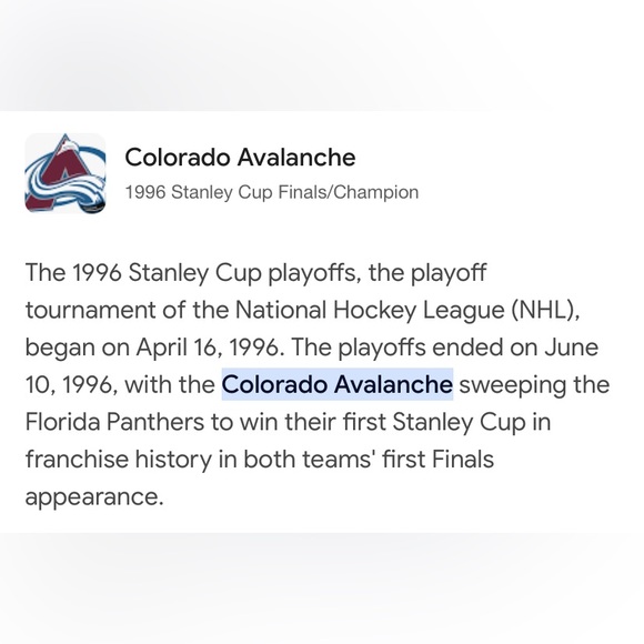 1996 Stanley Cup Champions Colorado Avalanche Officially Licensed Pin. - Picture 6 of 7